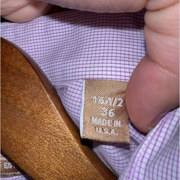 Purple Gitman Brothers Made in USA Dress Shirt Size L 16.5 - Picture 3 of 8